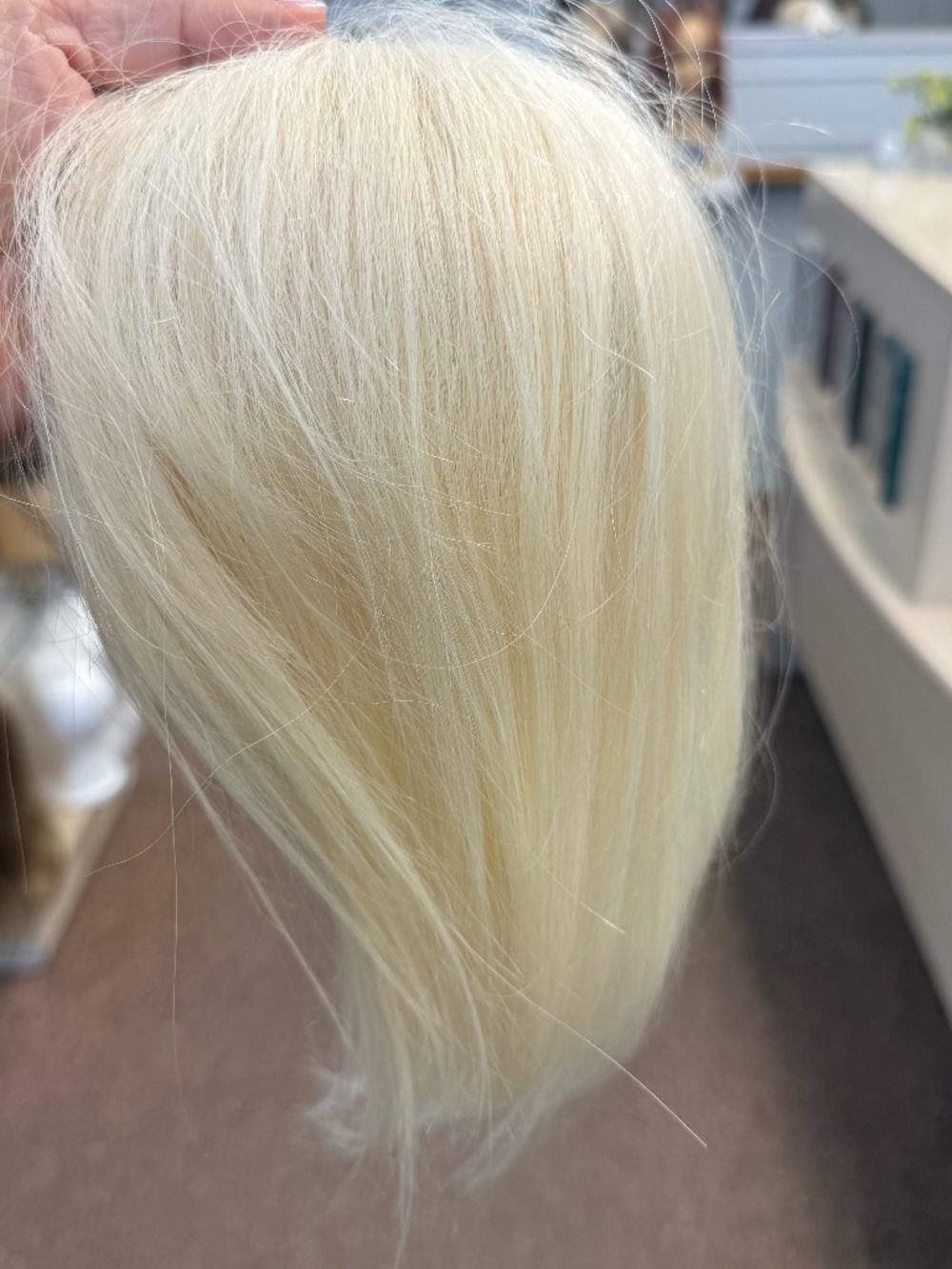 Human Hair light blonde platinum topper - silk top clip on base
